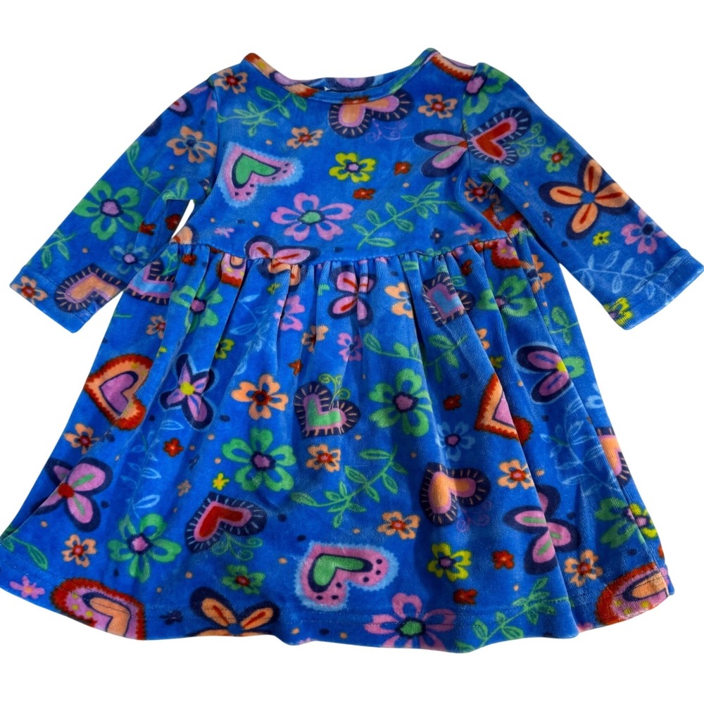 Velvet Velour Hartstrings Floral Nature Long Sleeve girl dress bloomers 12 month